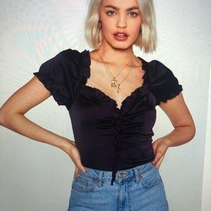 Nasty Gal Satin Lace-up Top